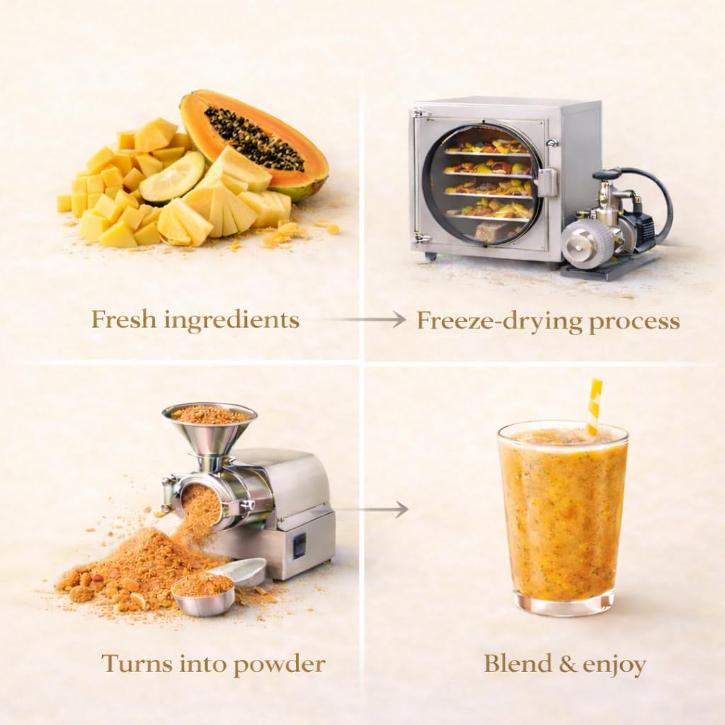 Tropical Smoothie Powder - Freeze-Dried Tropical Fruit Blend, No Added Sugar, Vegan, 10 Servings