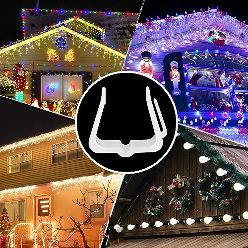 100 Pcs Outdoor Christmas Light Clips 1 5/8 Inch for Roof Gutter, White
