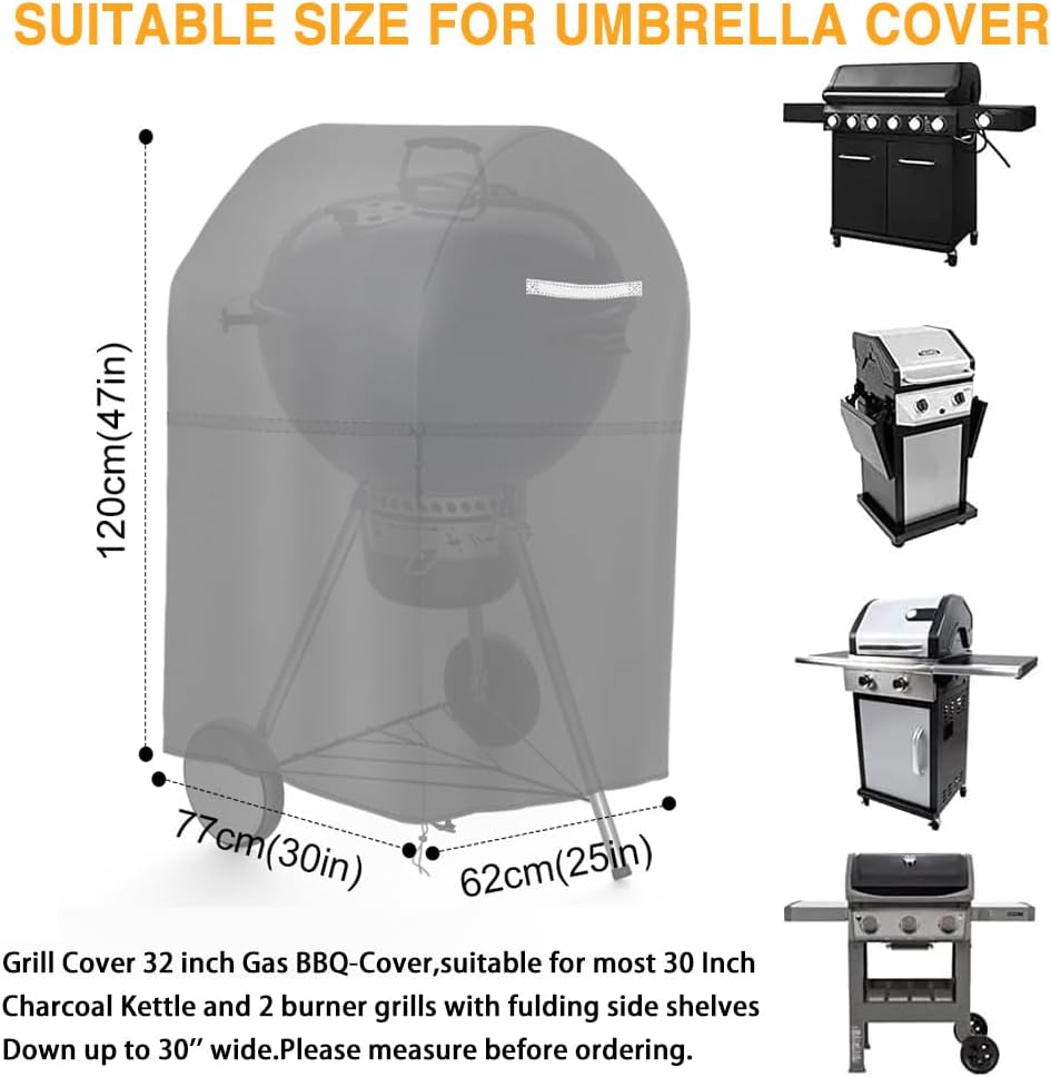 Skiennix 30 Inch BBQ Gas Grill Cover - Heavy Duty Waterproof & UV-Resistant | Fits Weber, Char-Broil & More
