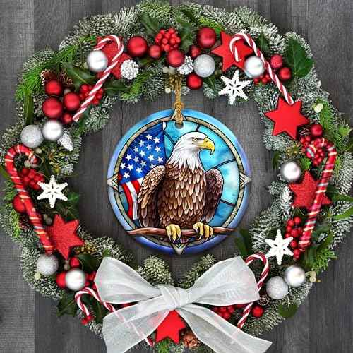 Bald Eagle Christmas Ornaments, Touber Christmas Hanging Ornament, Christmas Tree Ornaments, Holiday Decor, Gifts for Bald Eagle Lovers, Eagles Theme Gift - Pattern A