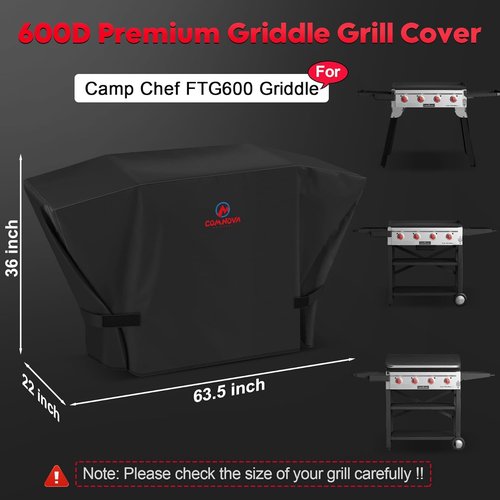 Comnova Griddle Cover - Heavy Duty Waterproof 600D for Camp Chef FTG600 | 63.5 x 22 x 36 Inch