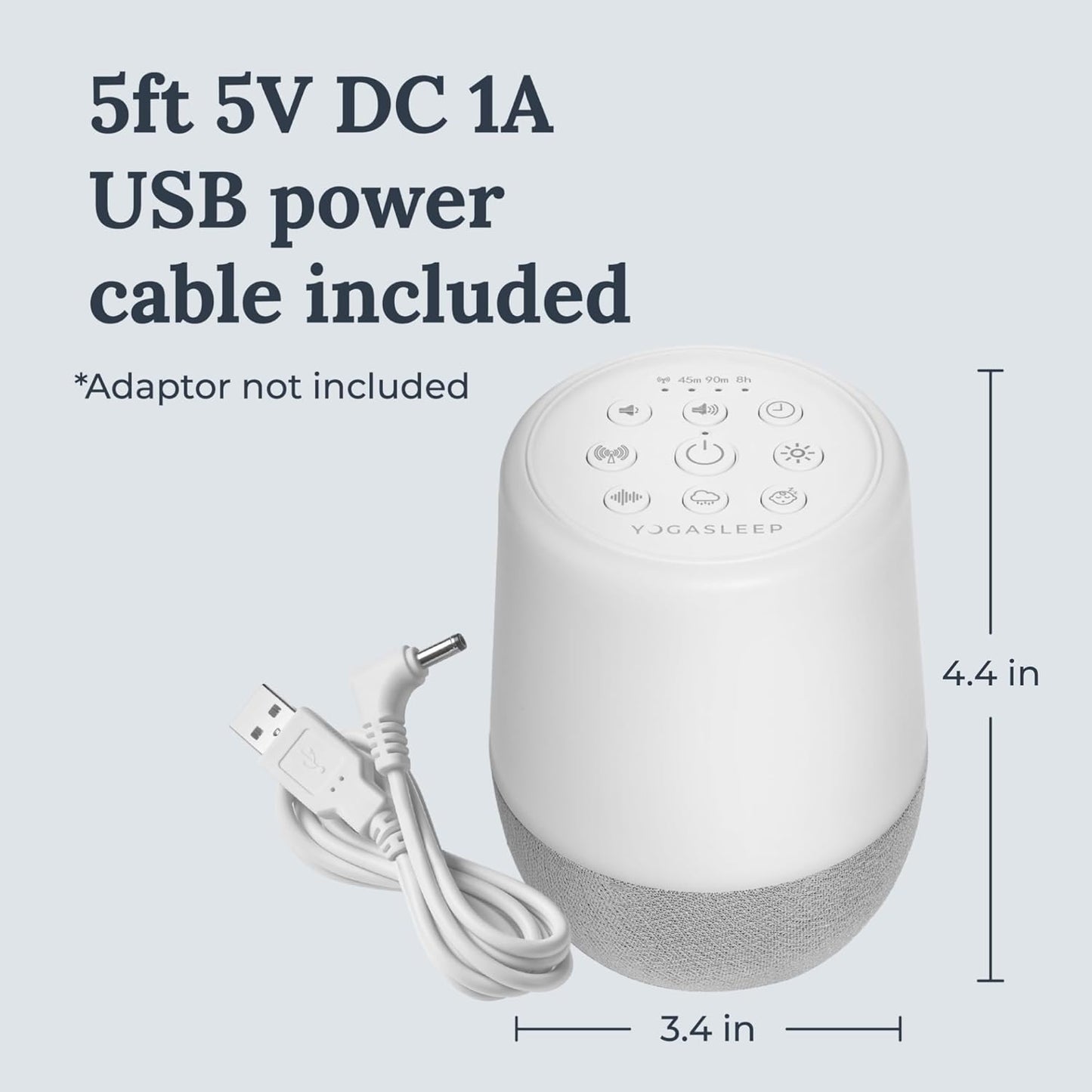 Yogasleep Duet White Noise Machine - Bluetooth Speaker & Night Light for Sleep Aid | 30 Natural Sounds, White