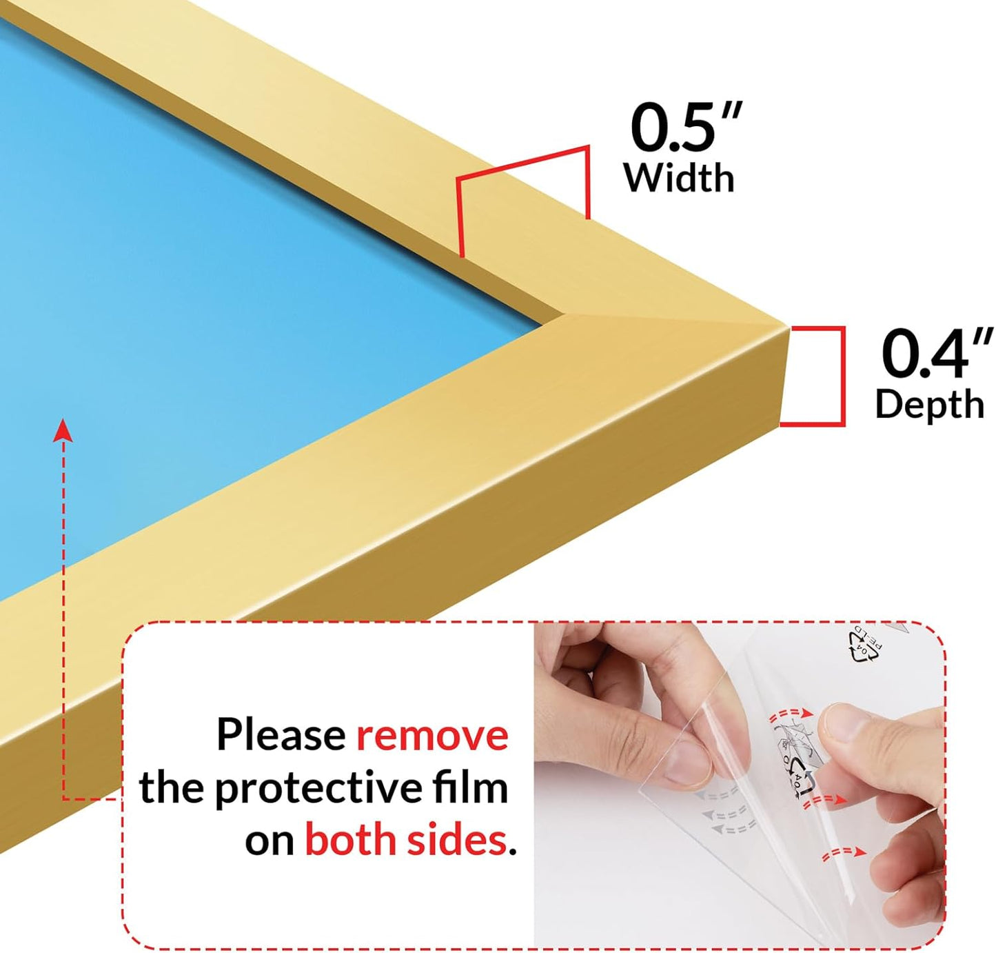 LaVie Home 8x12 Gold Picture Frame - HD Plexiglass Wall Display for Vertical or Horizontal Use