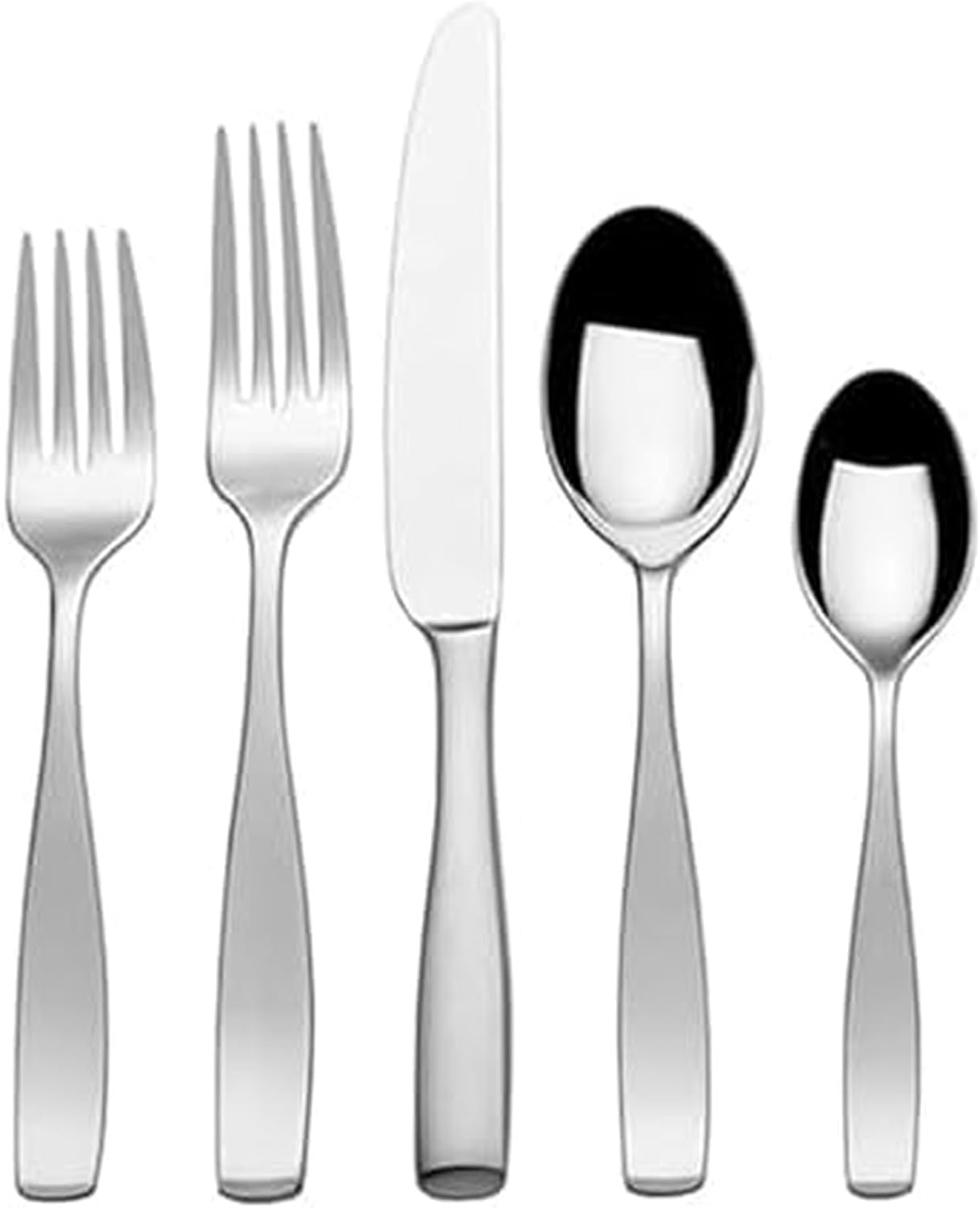 Mikasa Satin Loft 65-Piece Flatware Set - Elegant 18/10 Stainless Steel Silverware for 12 | Durable Forks, Knives, Spoons & Serving Utensils