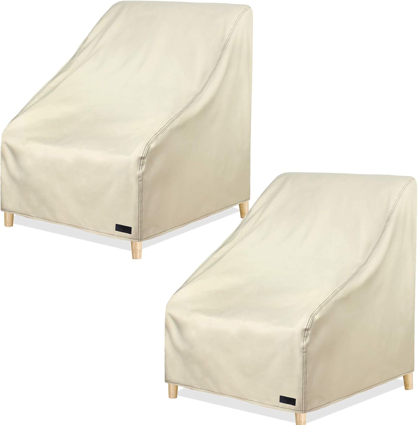 NettyPro Patio Chair Covers - Waterproof Heavy-Duty Outdoor Furniture Protection | 2 Pack, Beige, 30W x 33D x 34H Inches