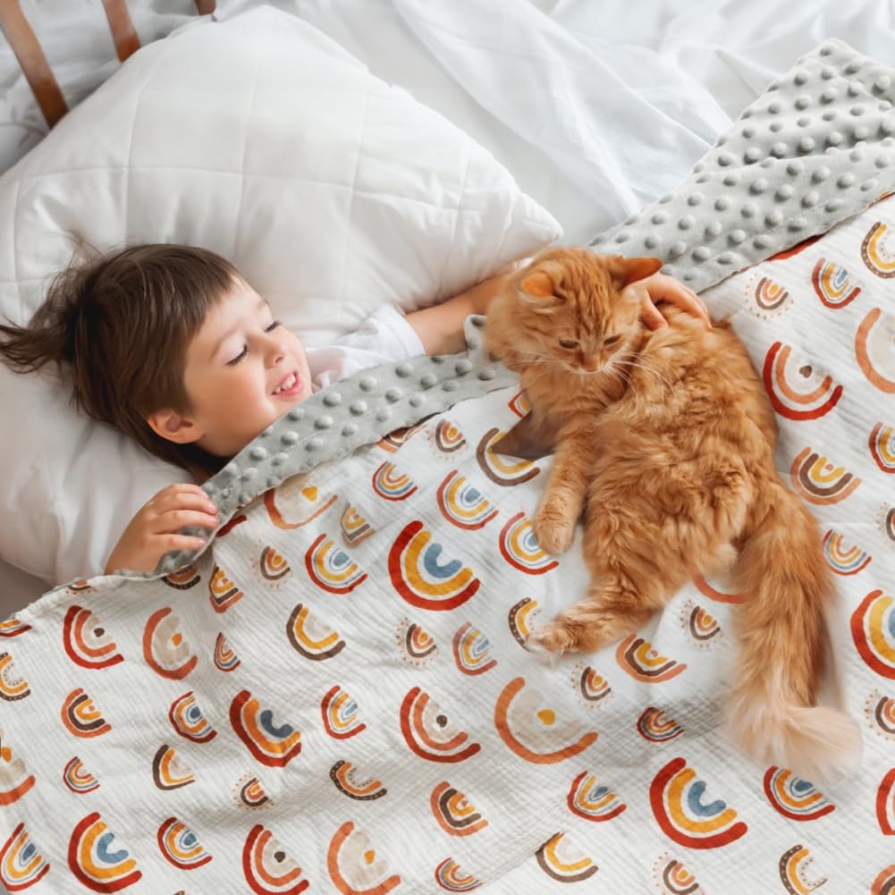 3 Pack Soft Boho Baby Gender Neutral Blankets for Newborn Baby Girls or Boys Unisex Nursery Toddler Baby Throw Blanket Double Layer Blankets with Dotted Backing Sun Rainbow Printed (Boho)