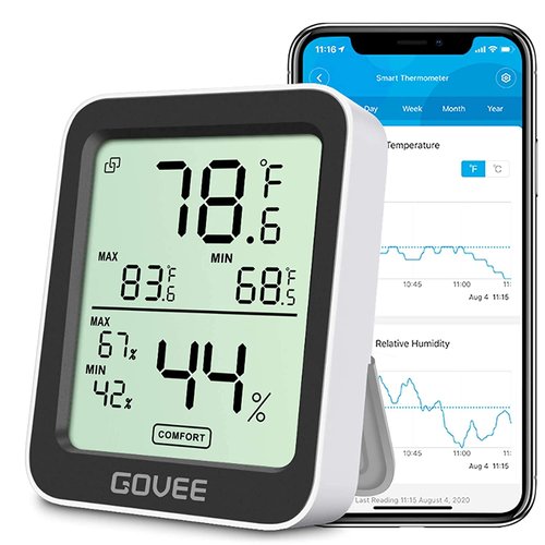 Govee Digital Hygrometer | Bluetooth Indoor Thermometer with 164ft Remote App Control & Alerts