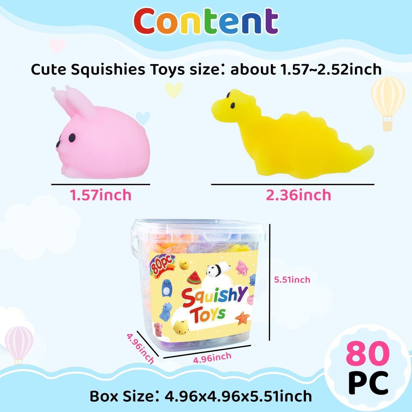 80 Packs Mochi Squishies Kawaii Mini Toys Party Favors for Kids 8-12 Fufu Squishy Treasure Box Slow Rising Animal Fidget Toys Bulk for Classroom Prizes Set Goodie Bags pinata bucket Mother's Day