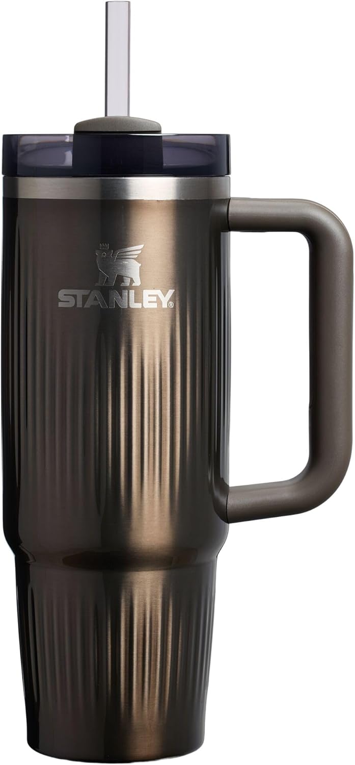 STANLEY Quencher H2.0 Tumbler - 30 oz Insulated Stainless Steel with Handle & Straw | BPA-Free Fluted Gunmetal Shine
