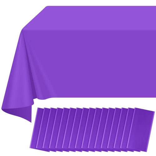 16 Pack Purple Plastic Tablecloth for Rectangle Tables, Premium Decorative Purple Disposable Table Cloths for Parties, Rectangle Party Table Cover for Birthday Anniversary Graduation, 54x108 Inch