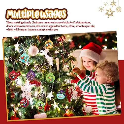 12 Pieces 12 Days of Christmas Ornaments Wooden Set 3.15 Inch Colorful Xmas Twelve Days of Christmas Hanging Ornaments for Xmas Tree(Round Style)