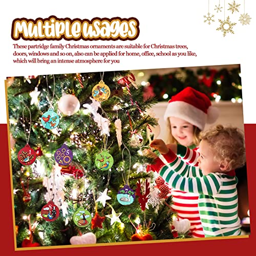 Yalikop 12 Days of Christmas Wooden Ornaments, Set 12, 65mm, Round