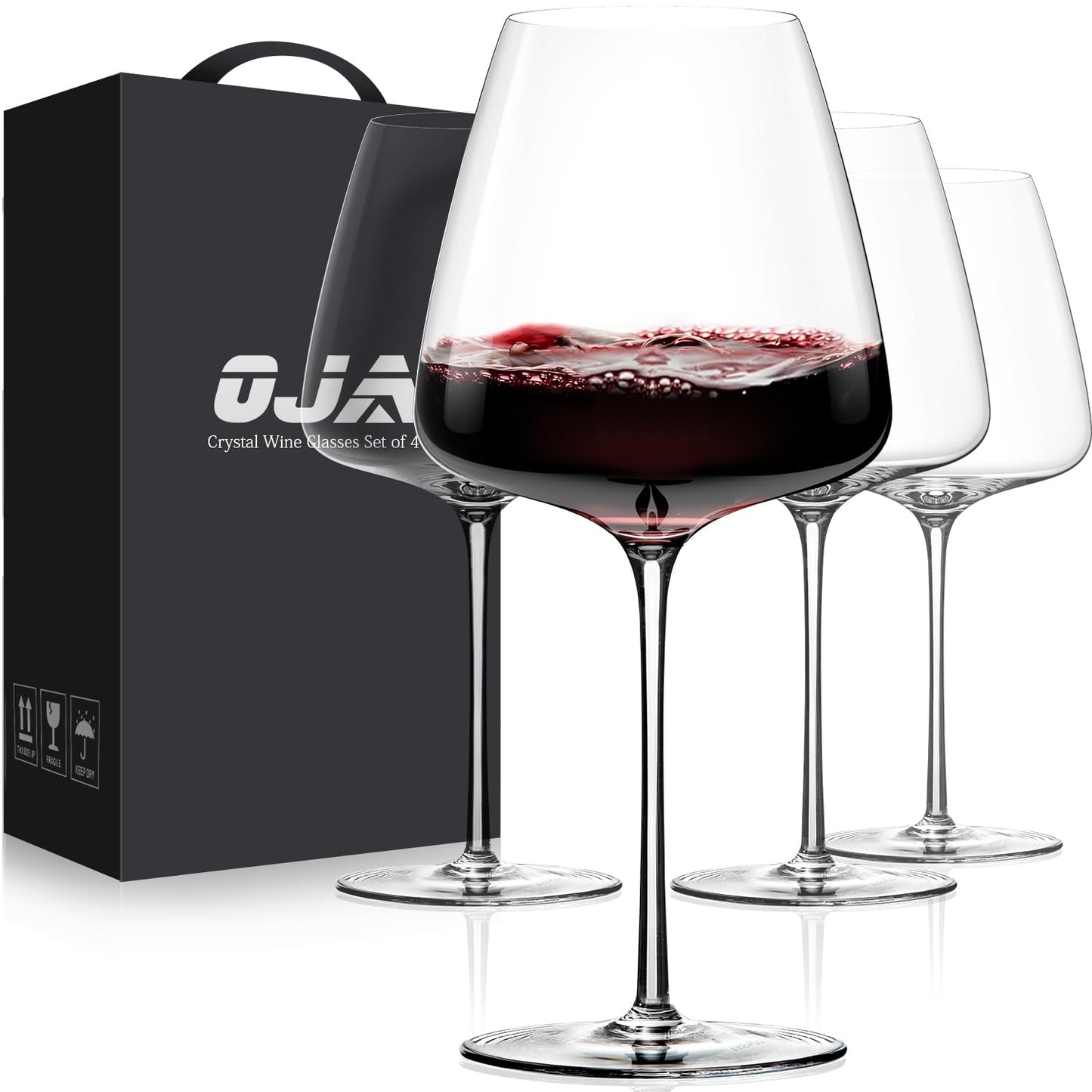 OJA Red Wine Glasses Set of 4, Large Burgundy Glasses 23 OZ, Hand Blown Crystal Glass Light, Clear, Best for Wine tasting, Birthday, Christmas, Anniversary, Father's Day