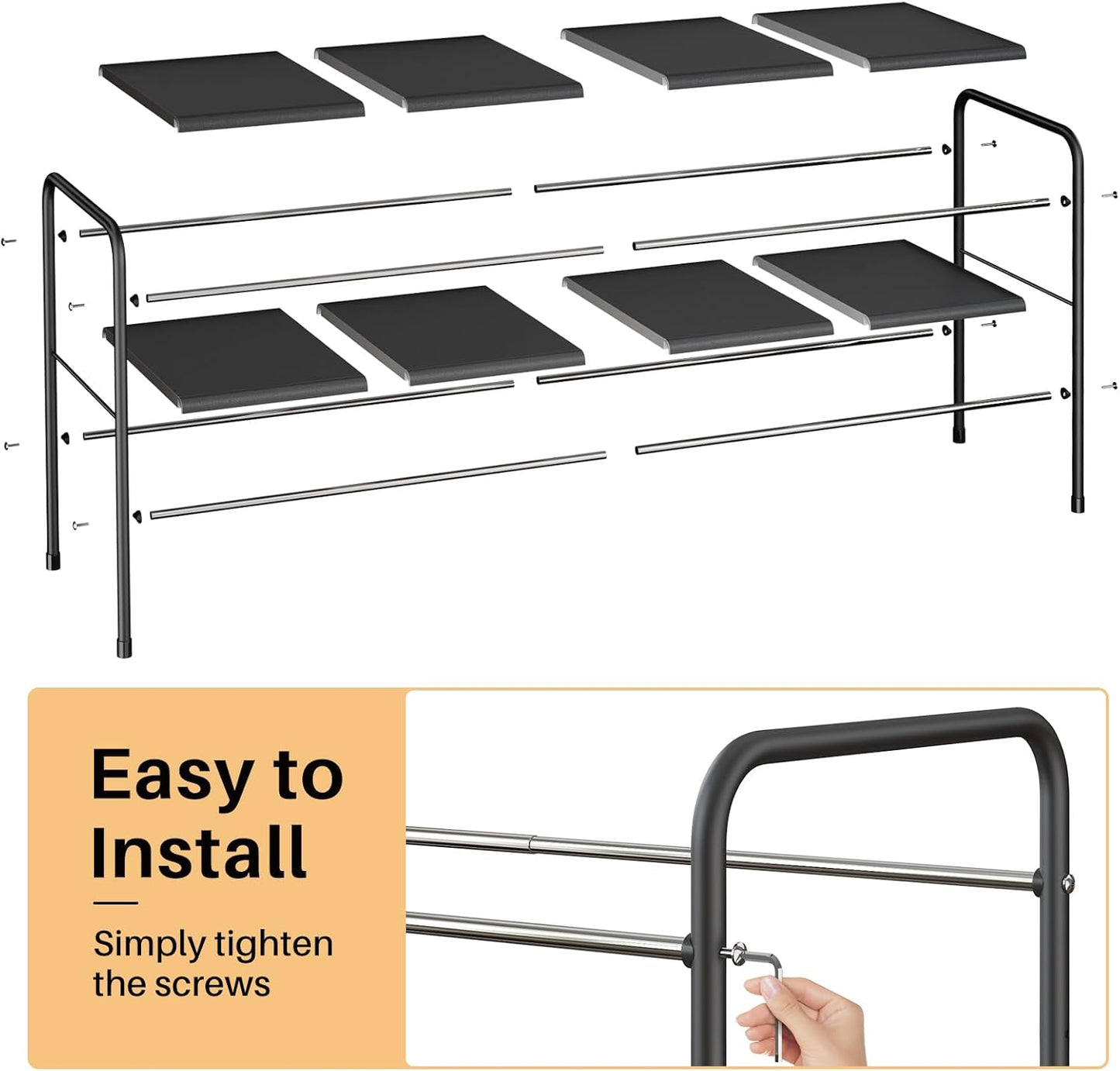 Kitstorack Expandable Shoe Rack - 2-Tier Adjustable Metal Organizer for Small Spaces | Easy to Clean & Soil Detachment Prevention