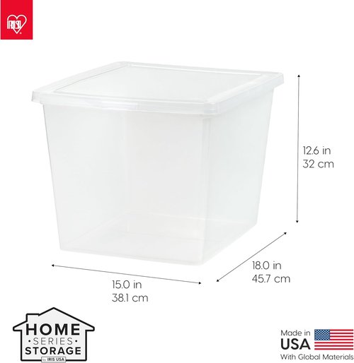 IRIS USA Storage Bins - 4-Pack Clear 36 Quart Stackable Containers with Lids for Organizing Shoes, Clothes & More - BPA-Free