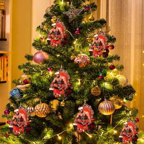 2025 Funny Christmas Ornaments, Barry Wood Wooden Hanging Decor for Christmas Tree Decoration, Funny Santa Hanging Craft Holiday Party Supplies