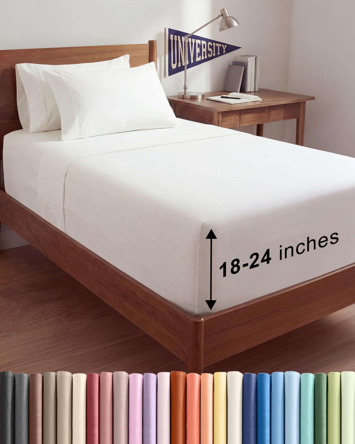 Skiennix Extra Deep Twin XL Sheet Set | 4-Piece Breathable Cooling Bedding - Soft, Wrinkle-Free Antique White