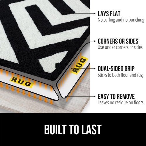 Gorilla Grip Rug Gripper Pads - 8 Pack Black Office Chair Mat for Carpet | 32.5x48 Inches Clear