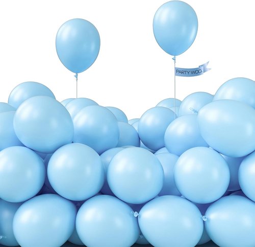 **PartyWoo Light Blue Balloons - 100pcs 5-Inch Mini Pastel Balloons for Baby Showers & Celebrations**