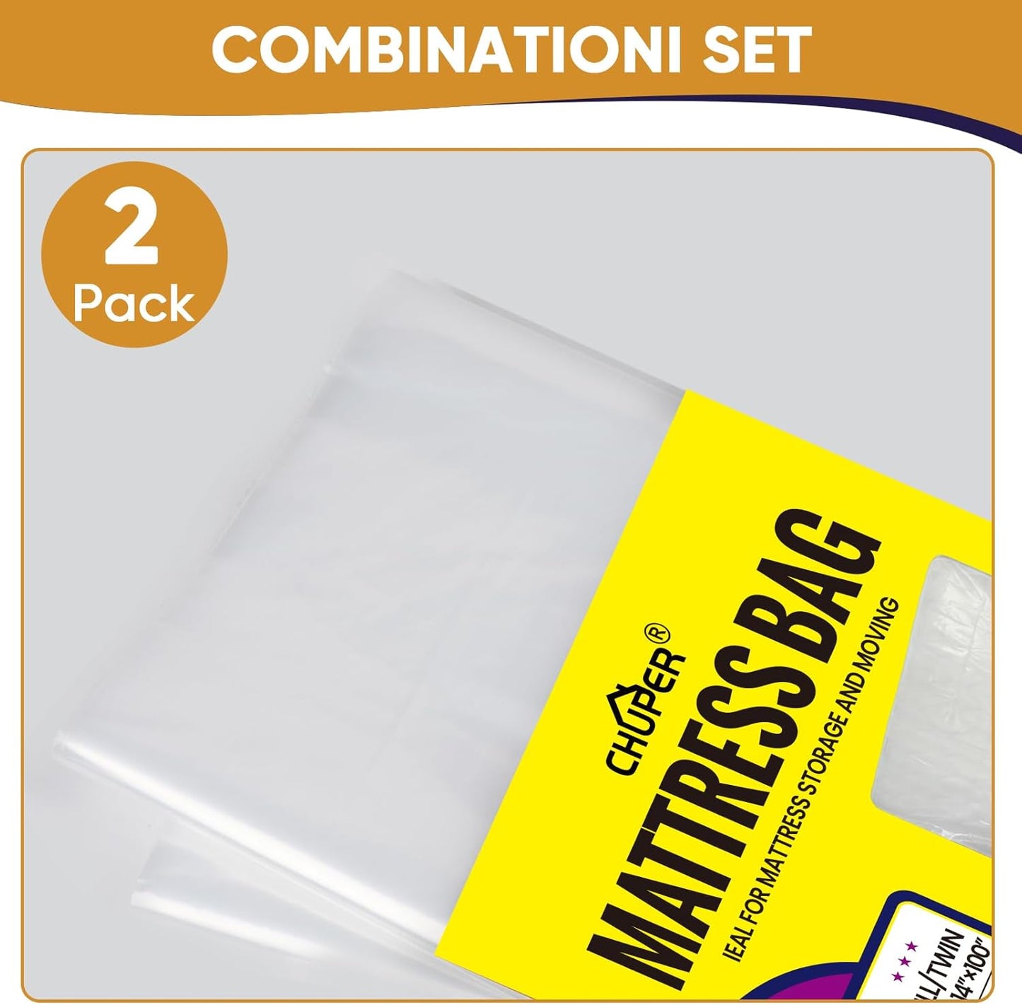 Skiennix King/California King Mattress Bag - Waterproof Plastic Cover for Moving & Disposal | 2 Pack