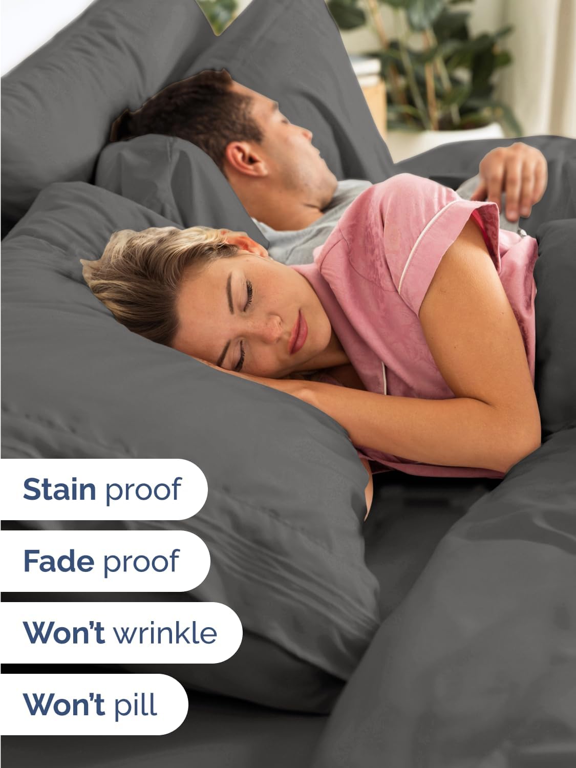 Skiennix Extra Deep Queen Sheet Set | 6-Piece Breathable Cooling Bedding - Soft, Wrinkle-Free Charcoal