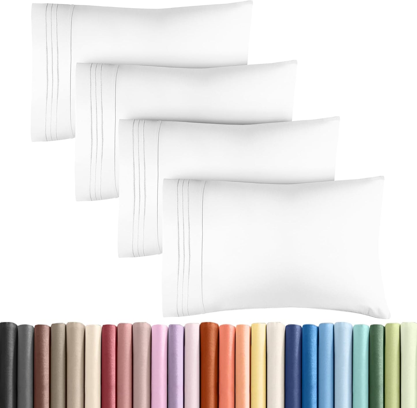 Queen Pillow Cases by [Brand Name] - Ultra Soft Hotel Quality Covers | Wrinkle-Free & Stain Resistant - 4 Piece Set - White