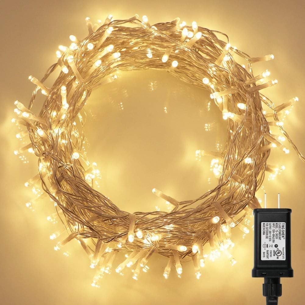 Koopower 200 LED Indoor String Lights - 65ft Remote & Timer, 8 Dimmable Modes for Warm White Ambiance