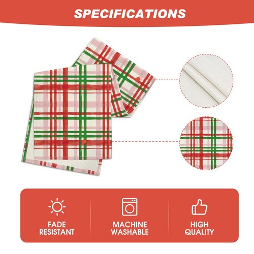 Artoid Mode Red Green Buffalo Plaid Table Runner, Seasonal Fall Christmas Kitchen Dining Table Decoration for Outdoor Home Party 13x72 Inch