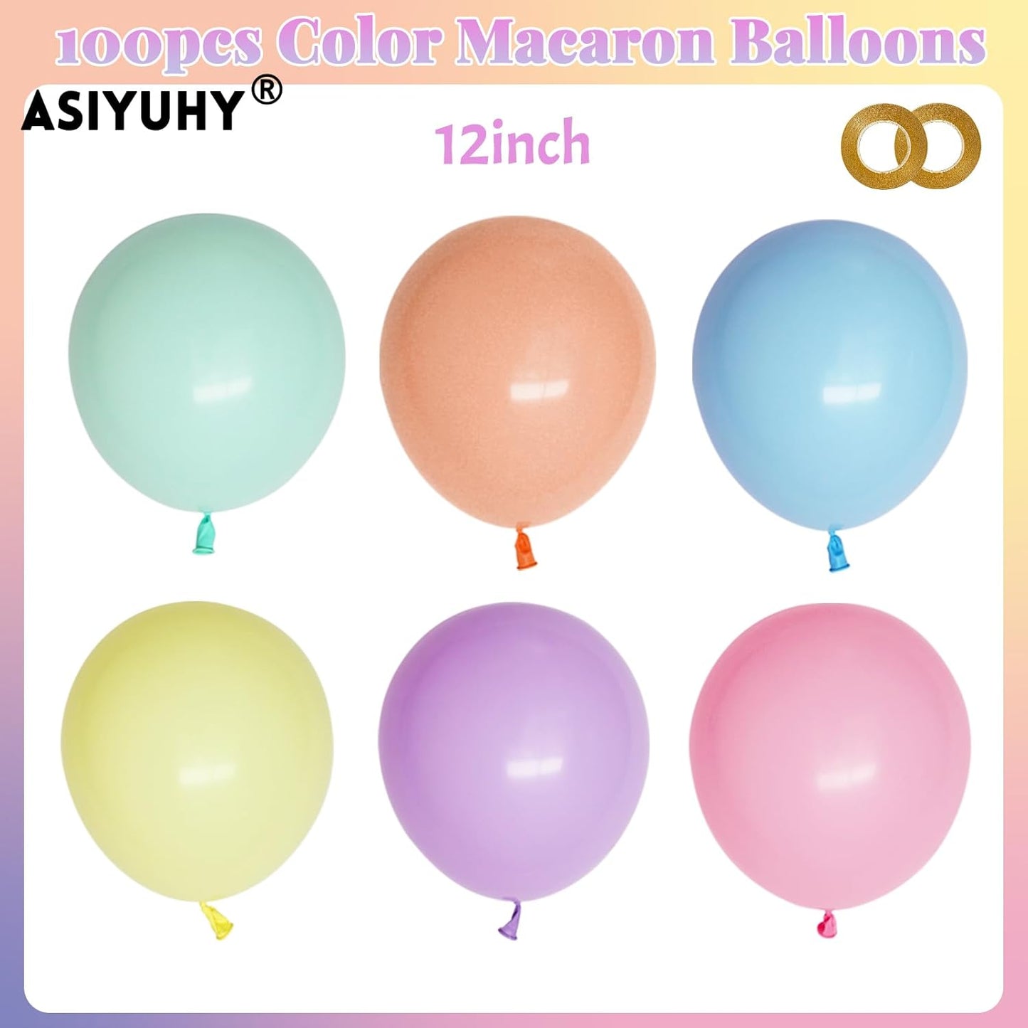 Pastel Balloons 100 Pack - 12 Inch Latex Party Balloons for Birthday, Baby Shower & Wedding Decor
