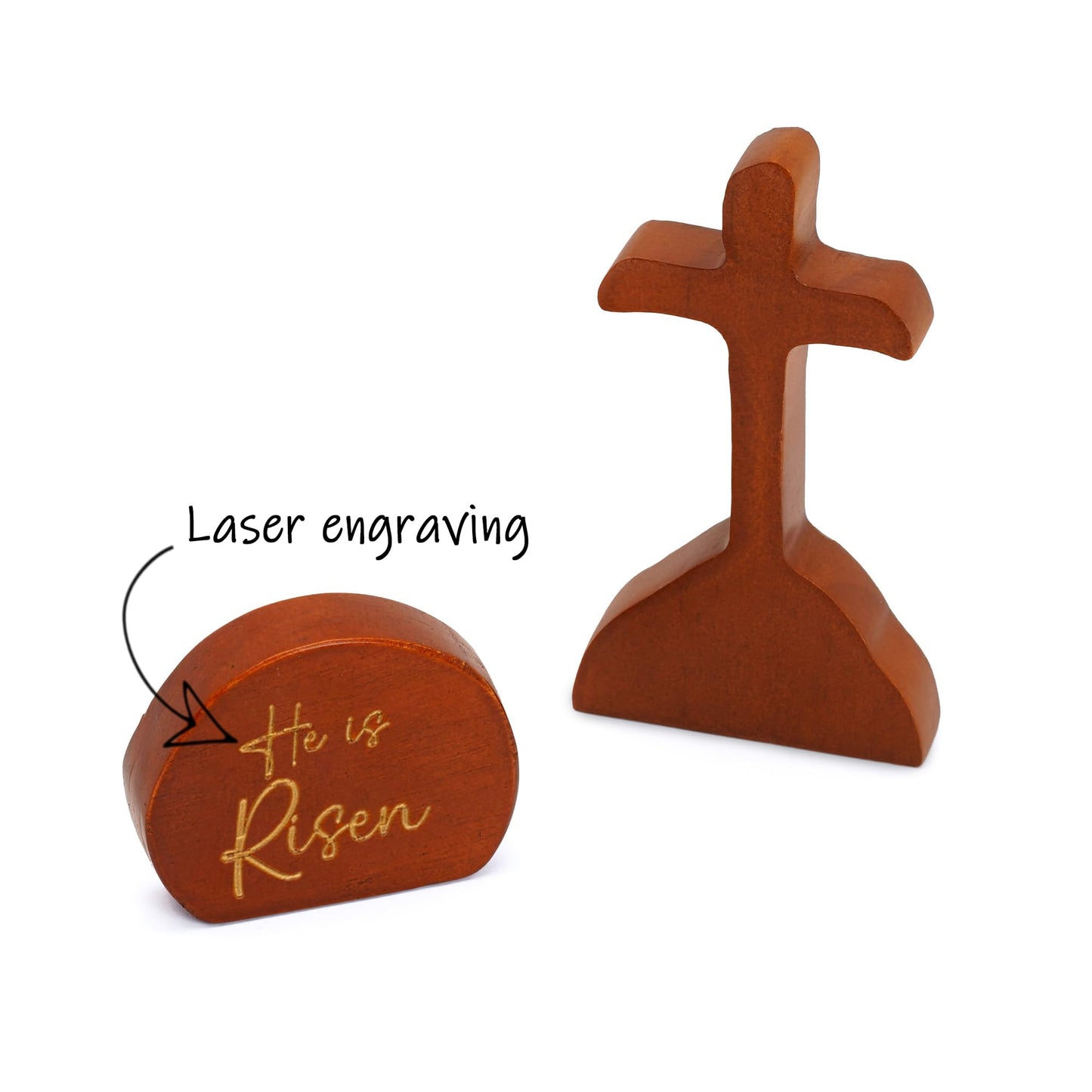 Empty Tomb Scene Spring Easter Decorations, He is Risen Natural Wood Easter Decor, Christian Resurrection Scene, Religious Easter Decorations for Home, Church, Office, He is Risen Table Decor Gifts