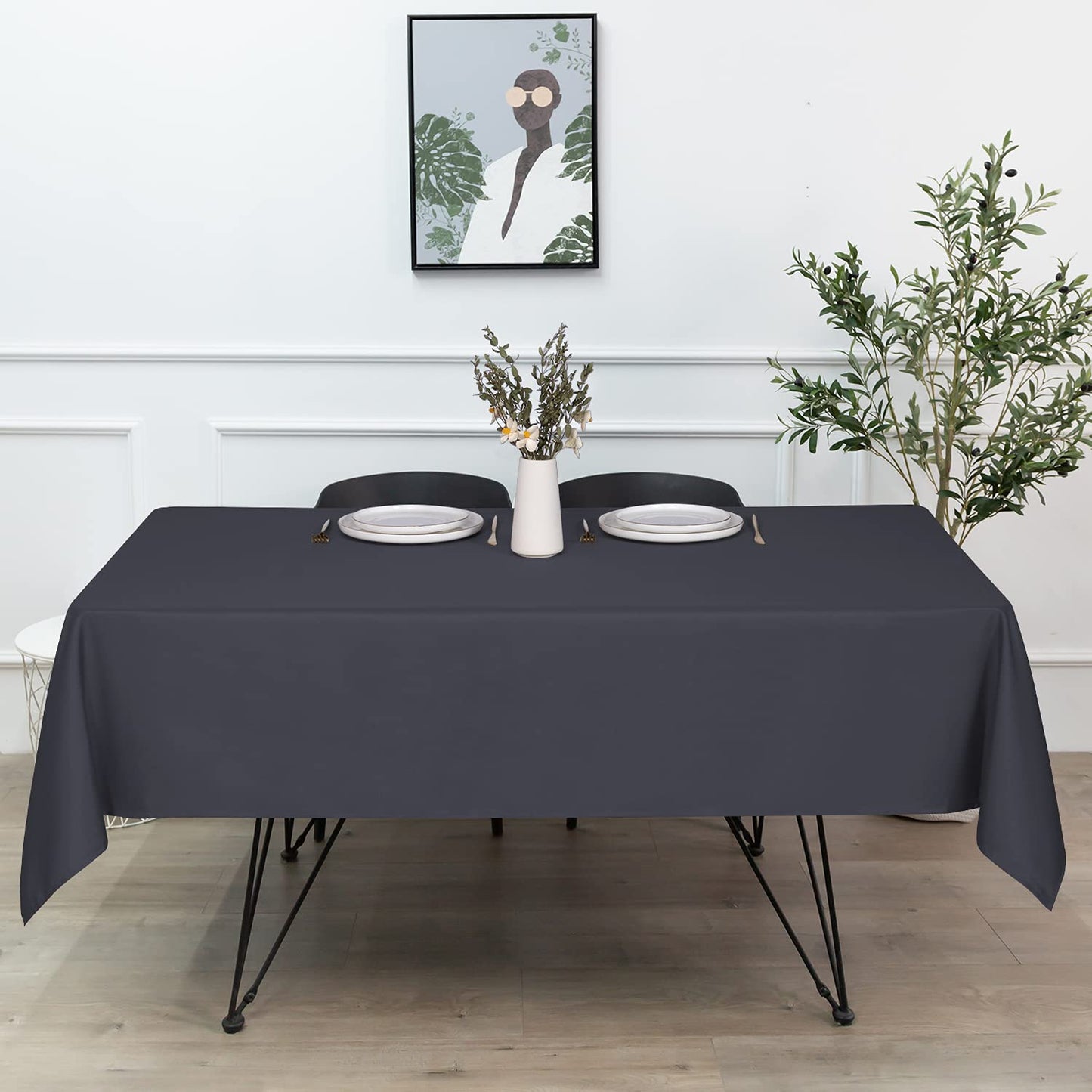 Sancua Rectangle Tablecloth - 70 x 108 Inch, Grey, Polyester, Stain & Wrinkle Resistant, Perfect for Dining Table, Buffet, Parties, Camping