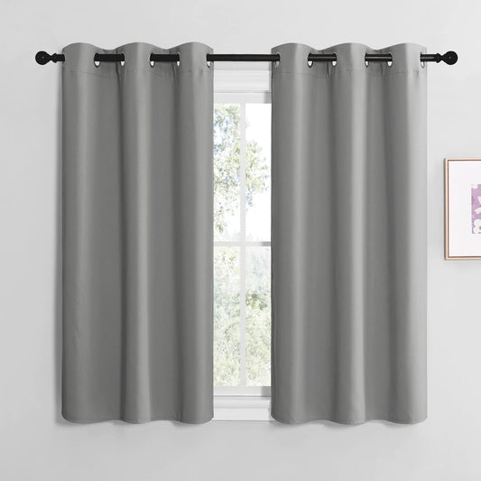 NICETOWN Silver Grey Thermal Insulated Blackout Curtains - Kids Window Drapes for Nursery (2 Panels, W42 x L48-Inch)