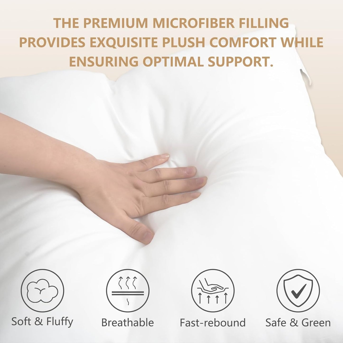 Obruosci Luxury Pillow Inserts - Hypoallergenic Ultra Soft Couch Cushion Fillers | Pack of 4, 18 x 18 Inches