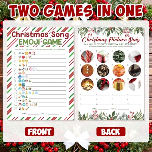 Sealmic 27 Pcs Christmas Party Games Set - White Large, Double-Sided Cards with Answer Key