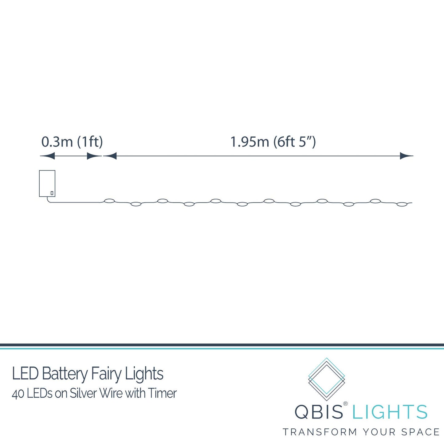 QBIS Warm White Fairy Lights Battery Operated With Timer Mode, 40 Micro LED for Mason Jars, 6.5ft Silver Wire Indoor Use