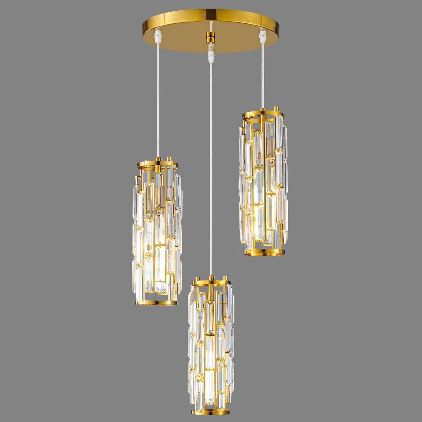 Pendant Lights Modern Pendant Lights Kitchen Island Gold Pendant Light Fixture Mini Crystal Chandelier Lighting for Kitchen Island Dinning Room Bedroom Sink (Gold 3-Light)