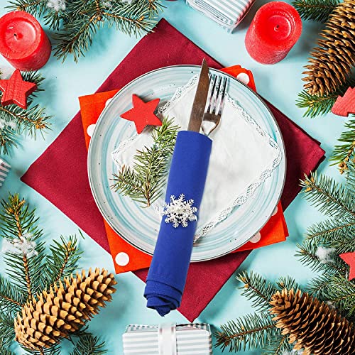 Patelai 6-Piece Snowflake Napkin Rings with Pearl Buckle - Silver Metal Christmas Set