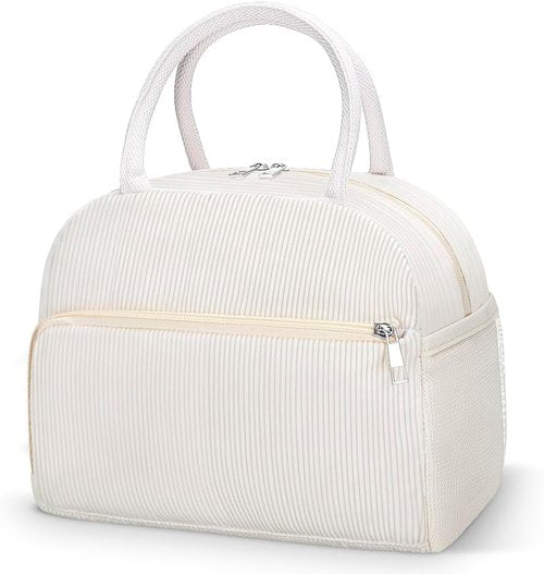Coobiiya Corduroy Lunch Bag - Insulated Reusable Tote for Work & Travel | Large Capacity Cooler Bag