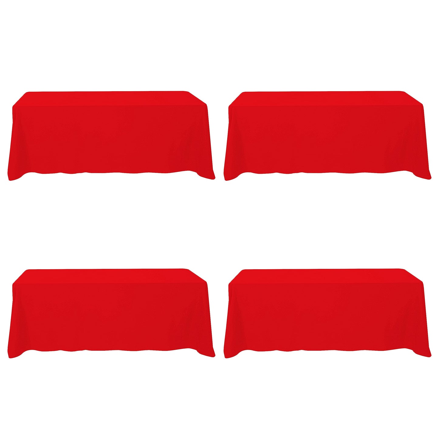 BRILLMAX 4 Pack Red Tablecloths 90 x 156 Inch for 8ft Rectangle Tables - 150 GSM Polyester Fabric, Floor Length Drop, Water, Stain & Wrinkle Resistant Cloth Cover for Wedding Reception Banquet