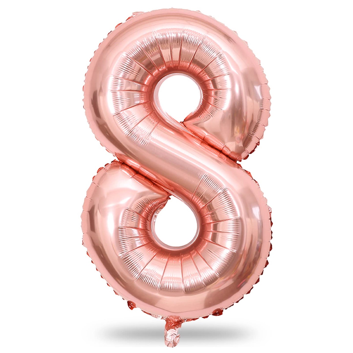 Rose Gold 8 Balloons, 40 Inch Large Foil Number Balloons Set 0-9, Self Inflating Digital 8 Helium Balloon for Girls Women 8th 18th 80th Age Birthday Anniversary Party Decorations Photo Shoot Supplies