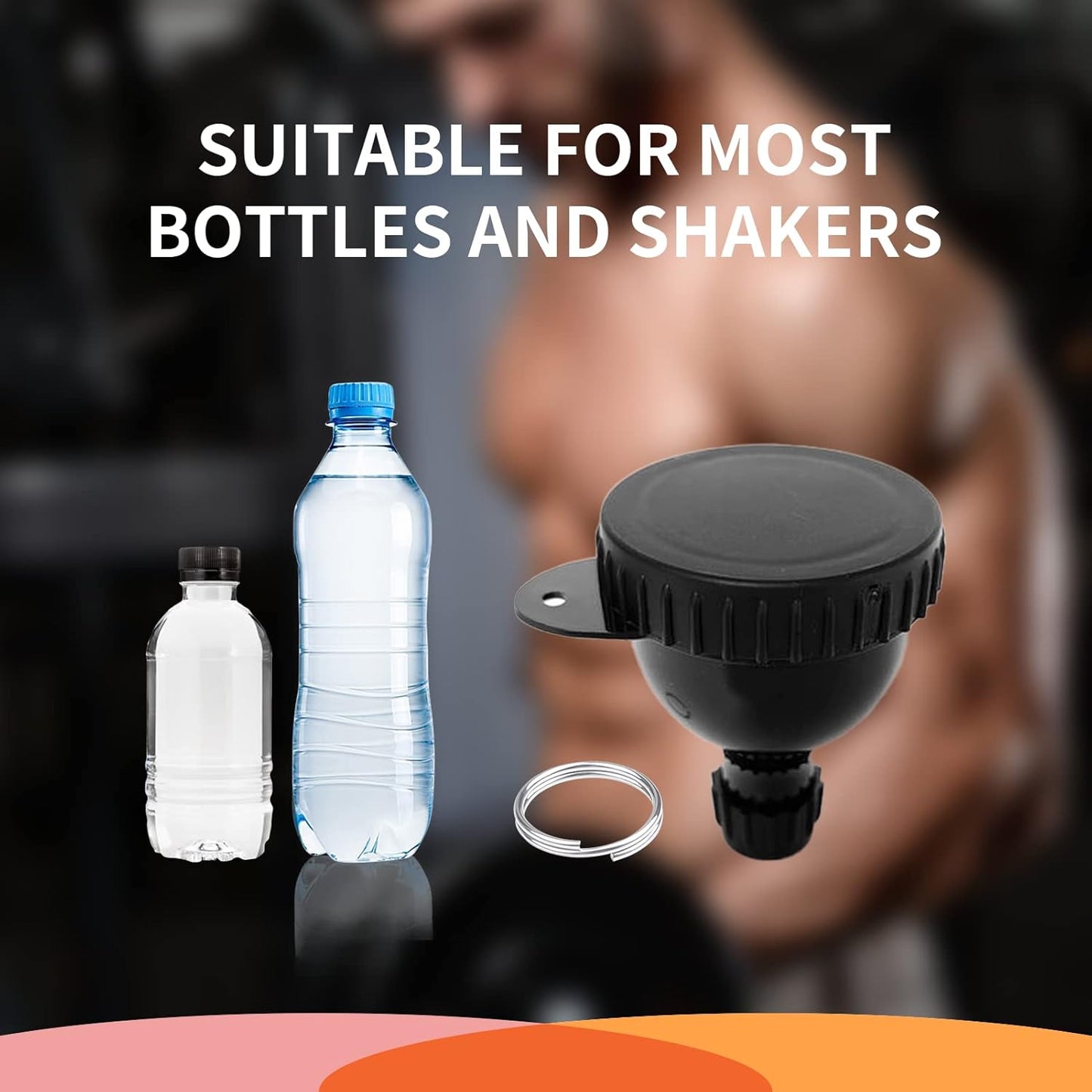 Skiennix Protein Powder Container - 50ml Portable Holder with Mini Funnel & Keychain | Black