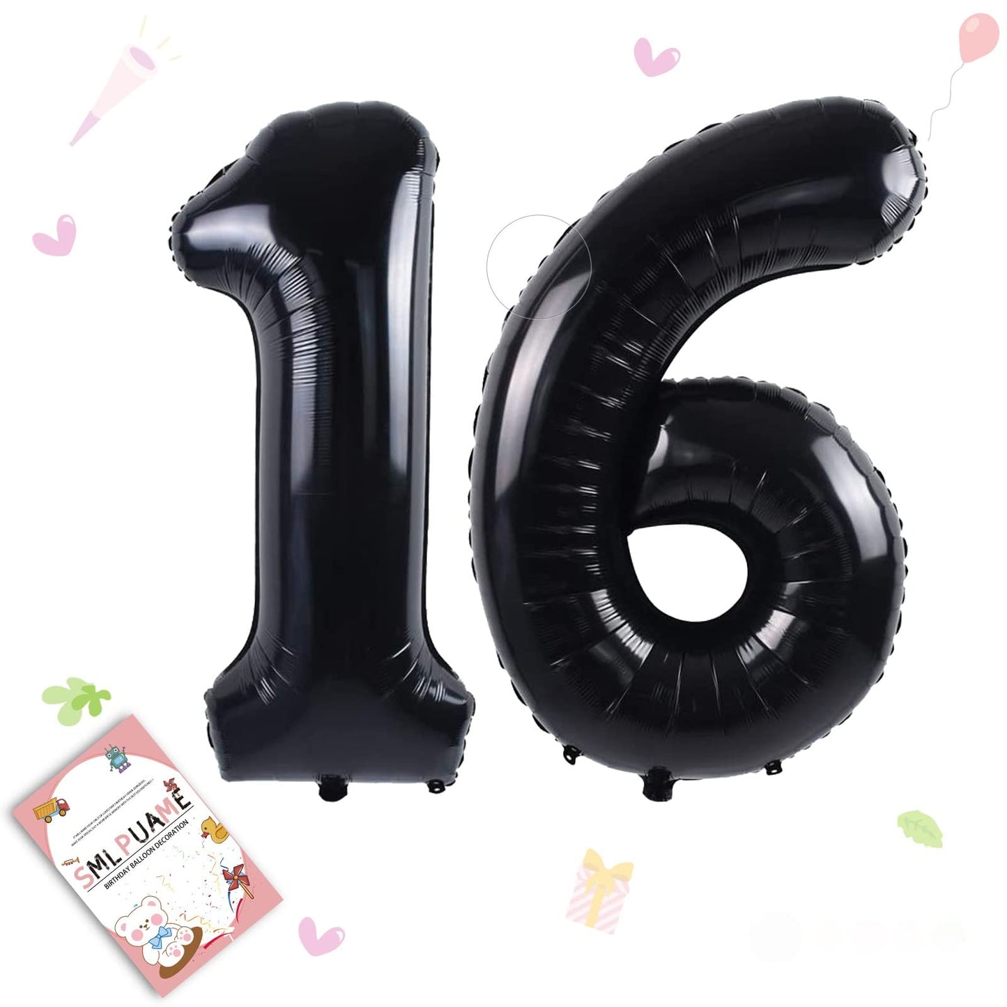 Smlpuame 40 inch Number Balloon 0-9 Green Large Number 16 Balloons,Digital Balloons for Birthday Party Celebration Decorations Supplies, Helium Foil Number Balloons for Wedding Anniversary