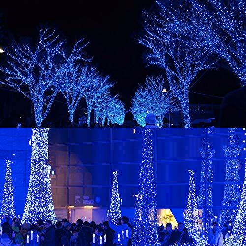 Blue 98.5ft Outdoor Indoor LED String Lights with 8 Modes & Waterproof for Holiday & Party
