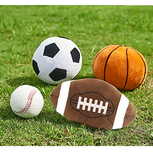 11 inch Football Plush Pillow Fluffy Stuffed Throw Pillows Football Sports Ball Pillow Soft Durable Sports Toy Sofa Room Decoration
