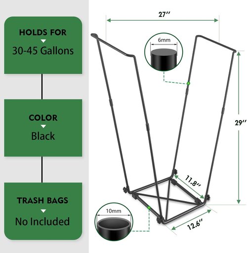 Feed Garden Trash Bag Holder - Durable Metal Frame for 30-45 Gallon Bags | Ideal for Yard Work & Camping