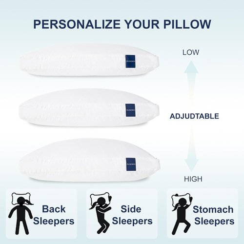 ACCURATEX Queen Size Pillows - Set of 2 Hybrid Shredded Memory Foam | Adjustable Loft & Removable Cotton Cover