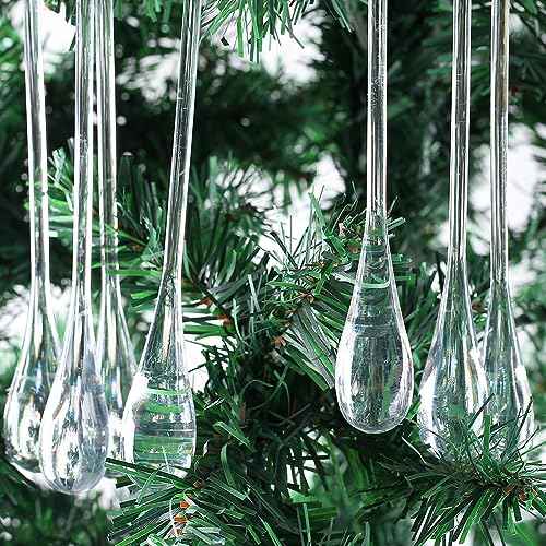 Icicle Christmas Ornaments 12pcs Clear Acrylic Icicle Pendant Christam Tree Hanging Ornaments for Christmas Tree Ornaments (Water-17cm)