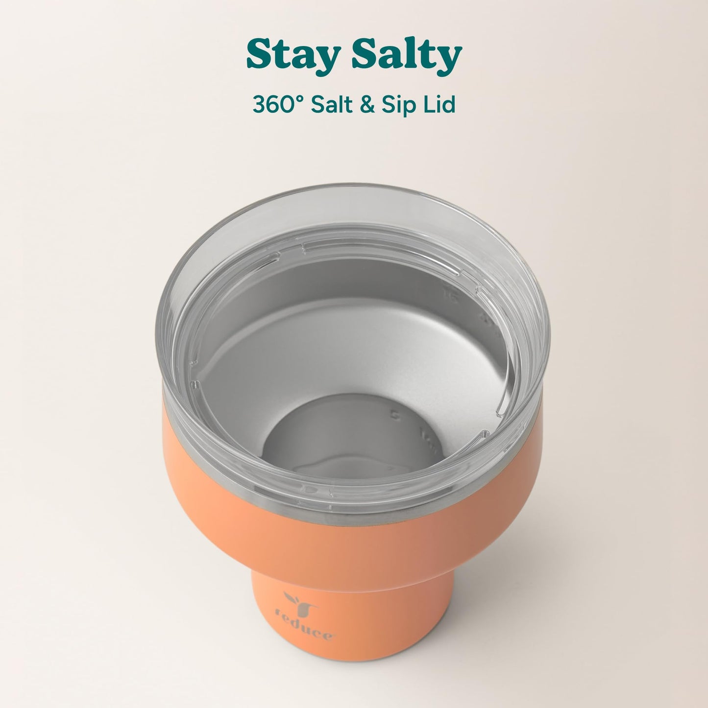REDUCE Saltini 16 oz Cocktail Tumbler - Insulated Margarita Tumbler with Lid - Keeps Drinks Cold for 10 Hours - 360 Sippable Martini Glass Alternative - Shatterproof, Perfect for Parties - Papaya