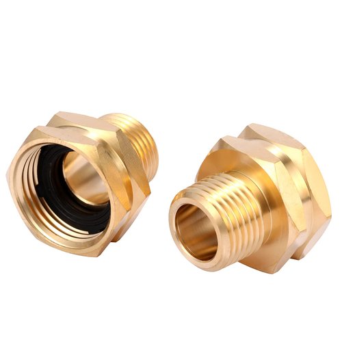 2 Pack Brass Garden Hose Adapter, 3/4" GHT Female x 1/2" NPT Male Connector,GHT to NPT Adapter Brass Fitting,Brass Garden Hose to Pipe Fittings Connect