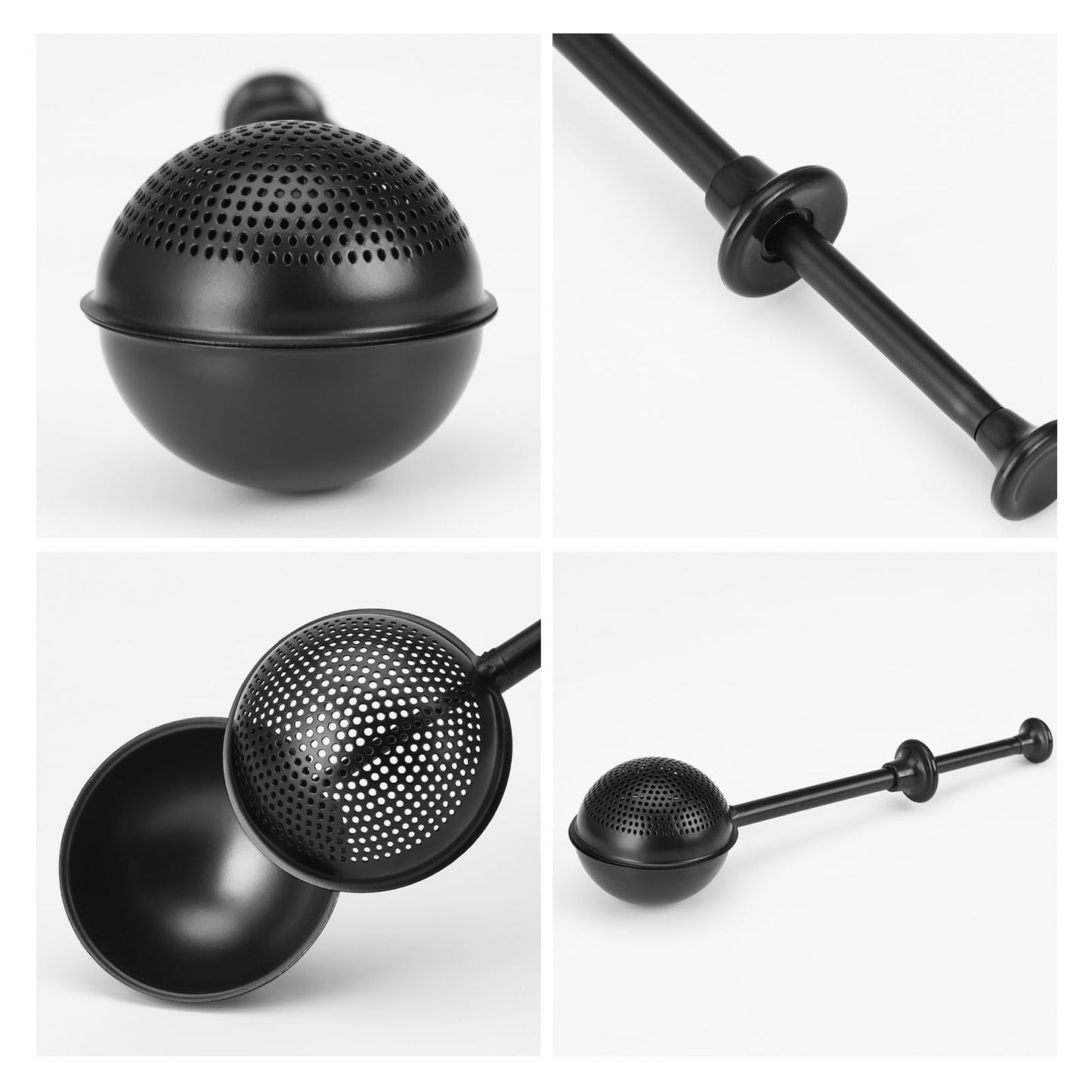 HULISEN Flour Duster for Baking, One-Handed Operation, 304 Stainless Steel Powdered Sugar Shaker Duster, Pick Up and Dust Flour Sifter, Gift Package, Black